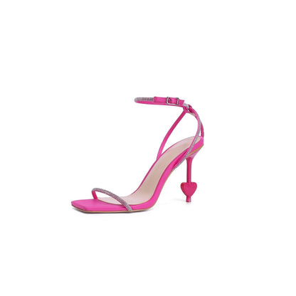 Frankie Hsu Stiletto Rhinestone Straight High Heeled Sandal