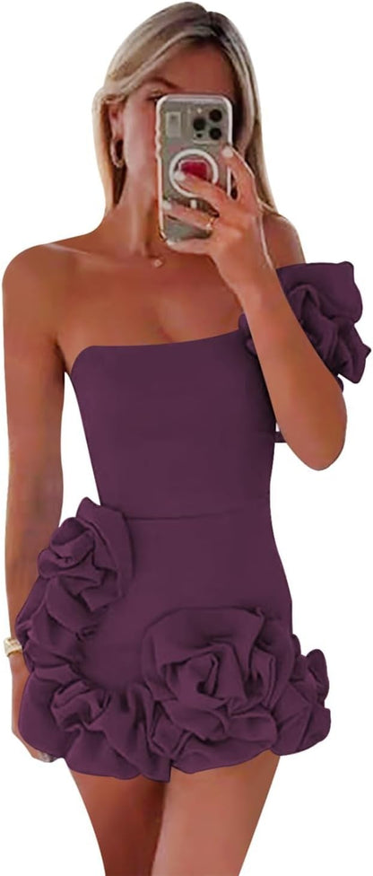 One Shoulder Satin Dress