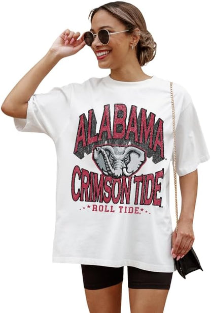NCAA Women’s Oversized Graphic T-Shirt – Relaxed Fit Short Sleeve, Casual Game Day Top