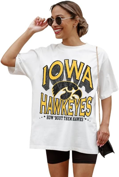 NCAA Women’s Oversized Graphic T-Shirt – Relaxed Fit Short Sleeve, Casual Game Day Top
