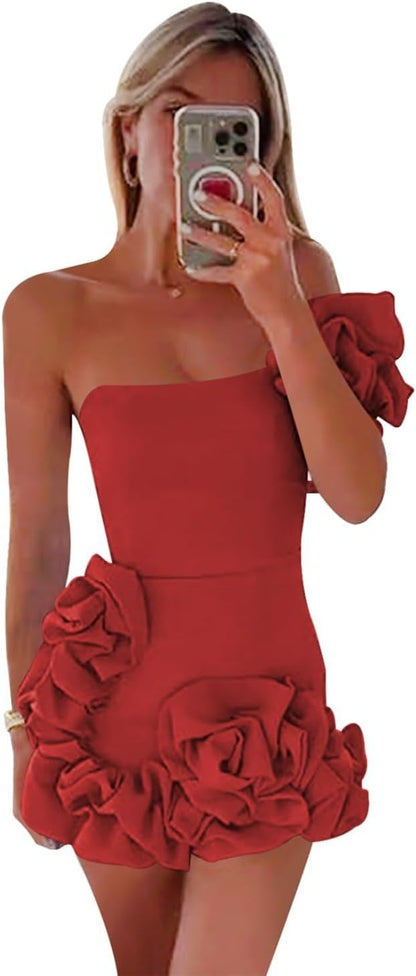 One Shoulder Satin Dress