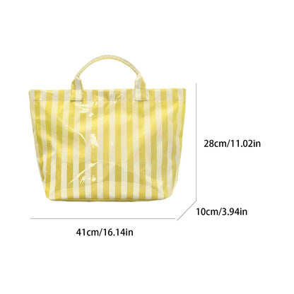 Striped PVC Tote Bag Large Glossy