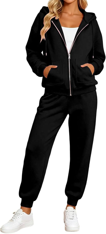 Jogger Sets For Women 2 Piece Zip Up Hoodie And Joggers Baggy Sweatsets