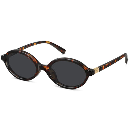 WOWSUN Retro Oval Sunglasses for Women,Slim 90s Vintage Fashion Shades