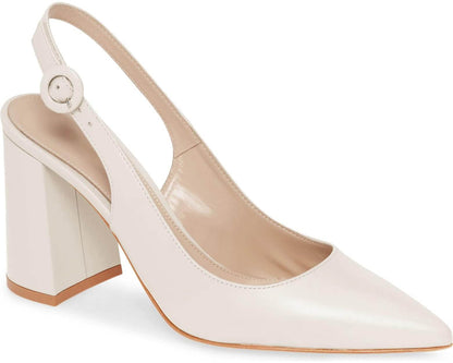 Womens Slingback Block Heels Pointed Closed Toe Work Dress Shoes