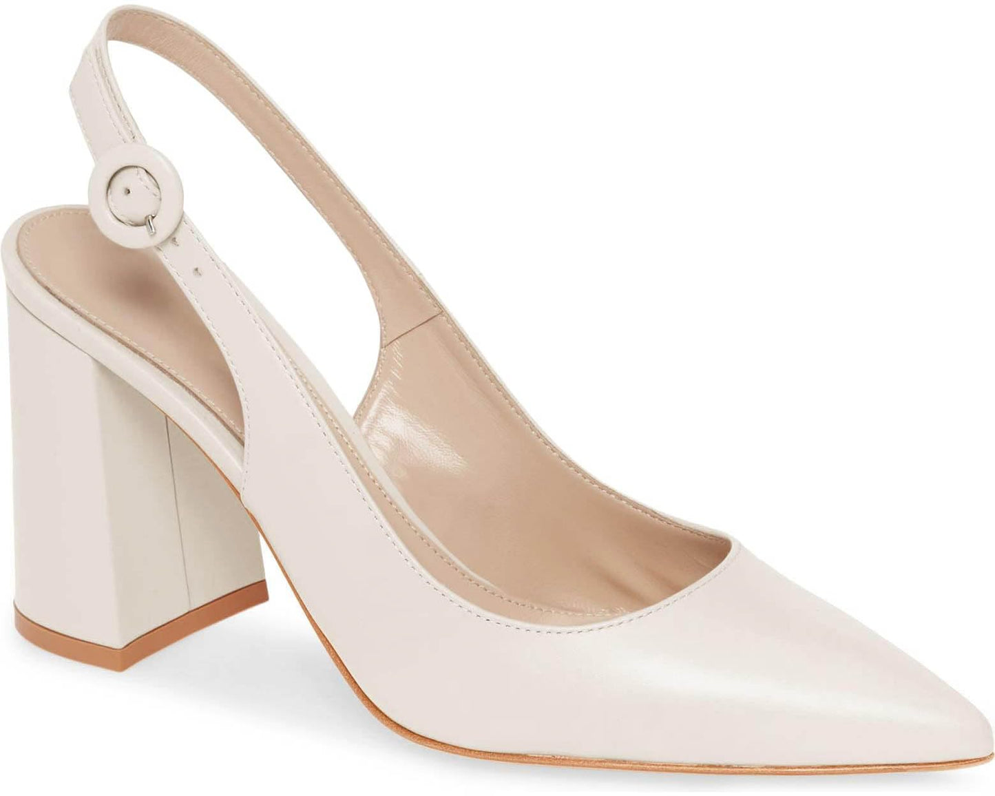 Womens Slingback Block Heels Pointed Closed Toe Work Dress Shoes