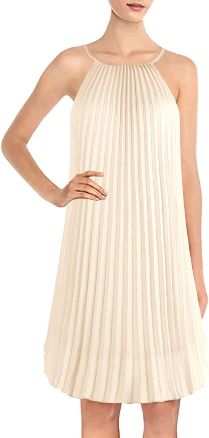 Ellames 2026 Summer Pleated Casual Swing Dress with Belt
