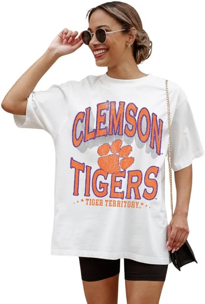 NCAA Women’s Oversized Graphic T-Shirt – Relaxed Fit Short Sleeve, Casual Game Day Top