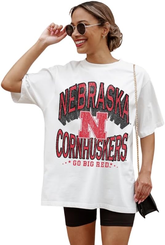 NCAA Women’s Oversized Graphic T-Shirt – Relaxed Fit Short Sleeve, Casual Game Day Top