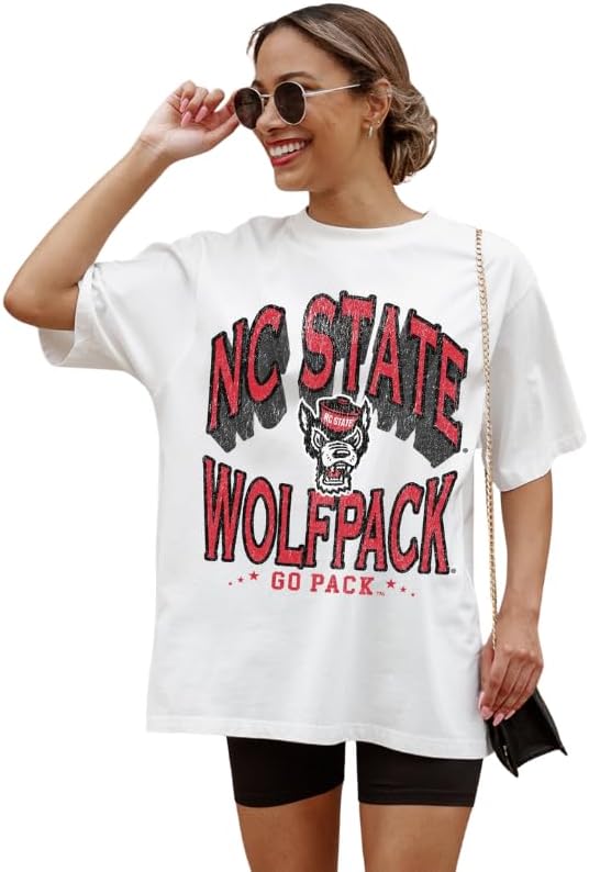 NCAA Women’s Oversized Graphic T-Shirt – Relaxed Fit Short Sleeve, Casual Game Day Top