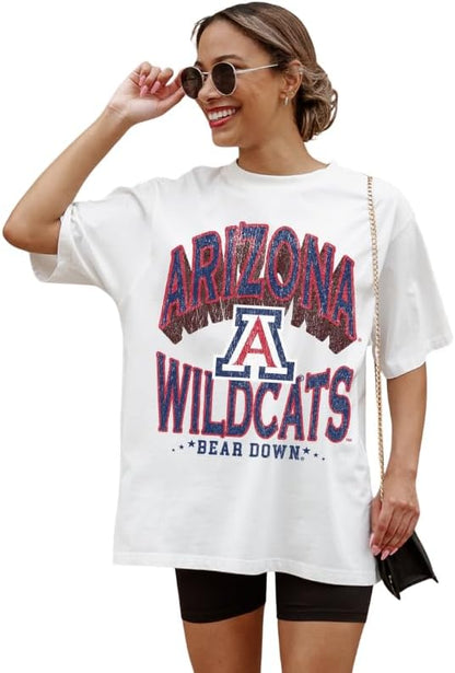 NCAA Women’s Oversized Graphic T-Shirt – Relaxed Fit Short Sleeve, Casual Game Day Top