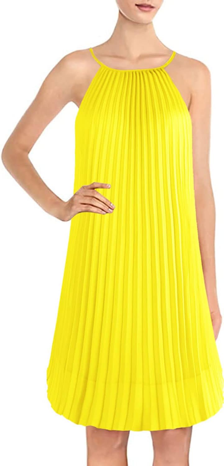 Ellames 2026 Summer Pleated Casual Swing Dress with Belt