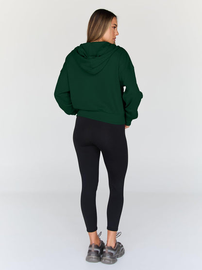 Trendy Queen Womens Zip Up Hoodie Lightweight Sweatshirt Drop Shoulder Casual Athletic Jacket
