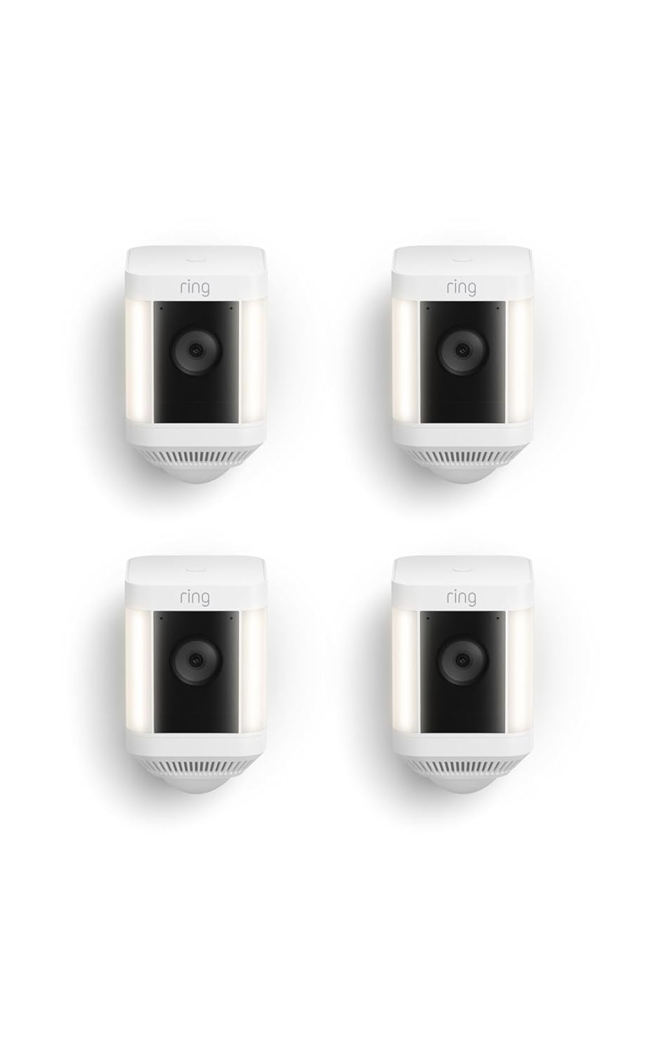 Ring Spotlight Cam Plus, Battery, Home or business security with HD video, Two-Way Talk, Color Night Vision, and Security Siren, 2-pack, White
