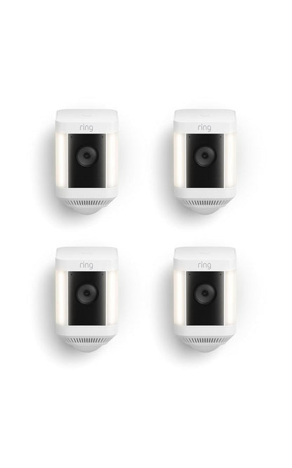 Ring Spotlight Cam Plus, Battery, Home or business security with HD video, Two-Way Talk, Color Night Vision, and Security Siren, 2-pack, White