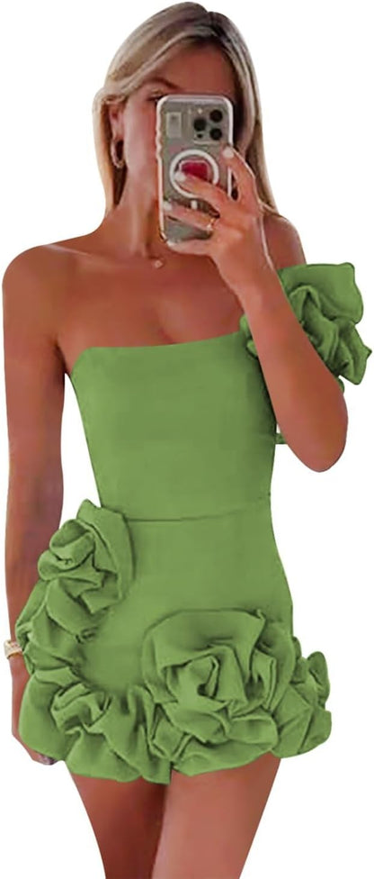 One Shoulder Satin Dress