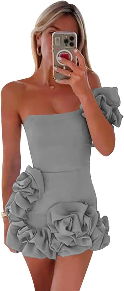 One Shoulder Satin Dress