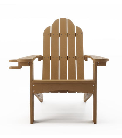 LUE BONA HDPS Adirondack Chairs Set, Fire Pit Outdoor Chair Weather Resistant with Cup Holder, Modern Plastic Chair Plastic for Patio, Deck, Proch, 350LBS, 4 Set, Dark Brown