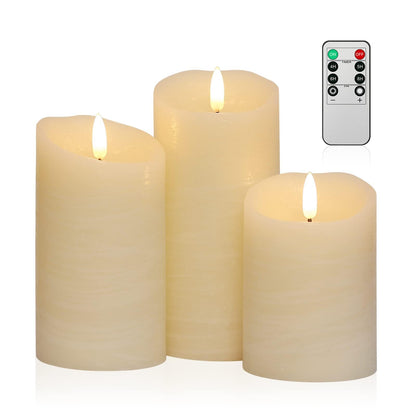 ANGELLOONG Gold Candles for Bathroom Decor, Glass Flameless Candles with Remote, Battery Operated LED Pillar Fake Candles with Timer for Christmas Home Fireplace Mantle Fall Decor