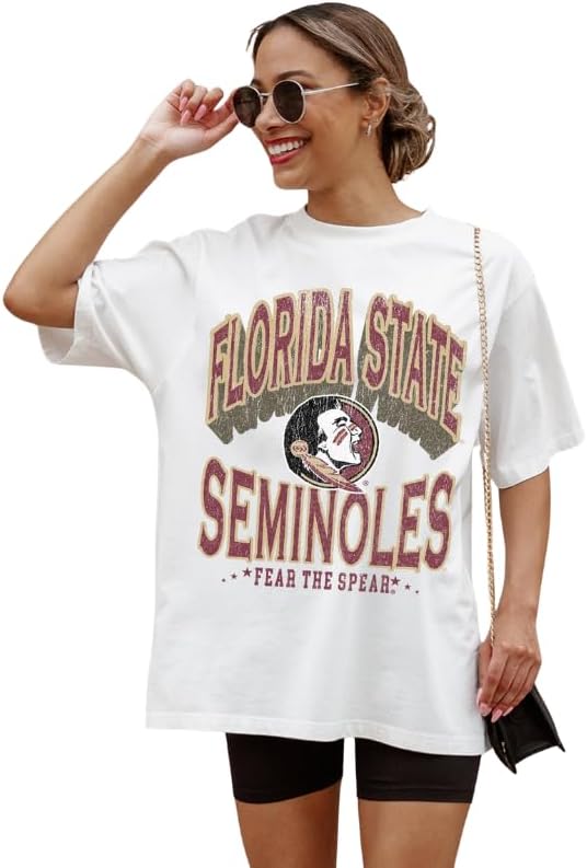 NCAA Women’s Oversized Graphic T-Shirt – Relaxed Fit Short Sleeve, Casual Game Day Top