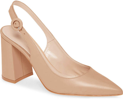 Womens Slingback Block Heels Pointed Closed Toe Work Dress Shoes
