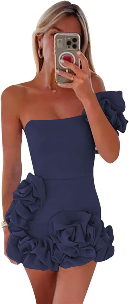 One Shoulder Satin Dress