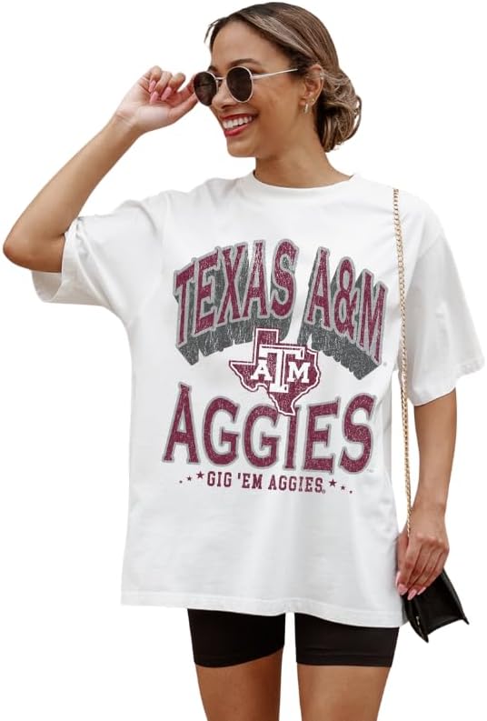 NCAA Women’s Oversized Graphic T-Shirt – Relaxed Fit Short Sleeve, Casual Game Day Top