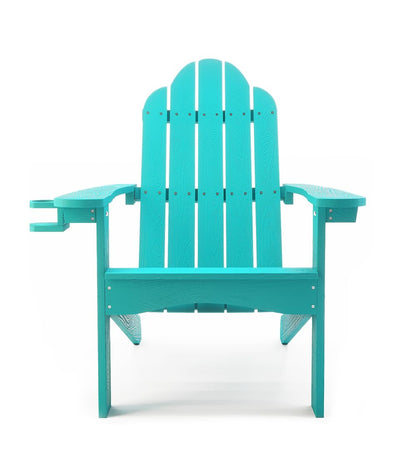 LUE BONA HDPS Adirondack Chairs Set, Fire Pit Outdoor Chair Weather Resistant with Cup Holder, Modern Plastic Chair Plastic for Patio, Deck, Proch, 350LBS, 4 Set, Dark Brown