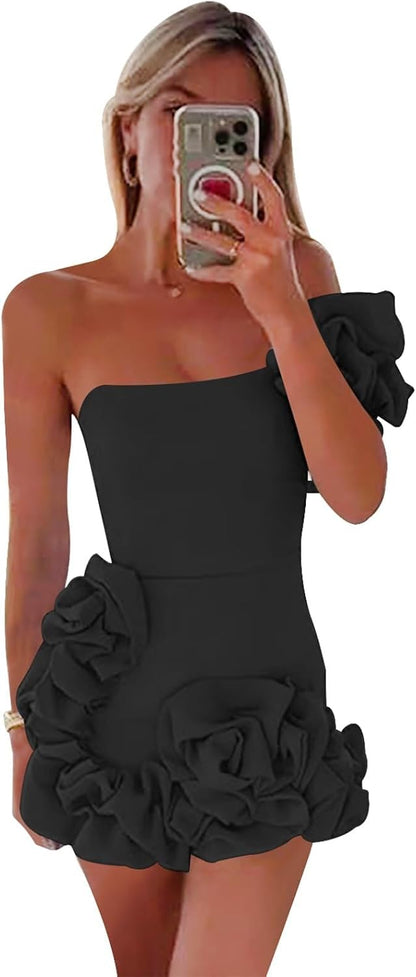One Shoulder Satin Dress