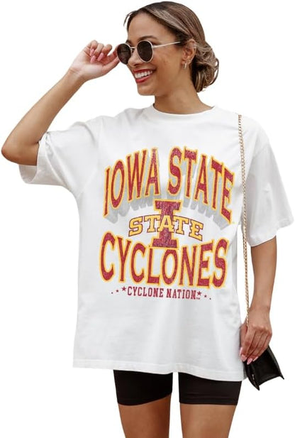 NCAA Women’s Oversized Graphic T-Shirt – Relaxed Fit Short Sleeve, Casual Game Day Top