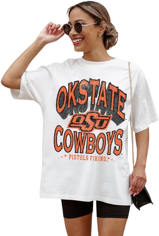 NCAA Women’s Oversized Graphic T-Shirt – Relaxed Fit Short Sleeve, Casual Game Day Top