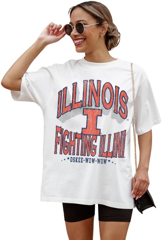 NCAA Women’s Oversized Graphic T-Shirt – Relaxed Fit Short Sleeve, Casual Game Day Top