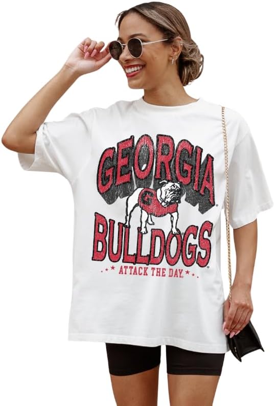 NCAA Women’s Oversized Graphic T-Shirt – Relaxed Fit Short Sleeve, Casual Game Day Top