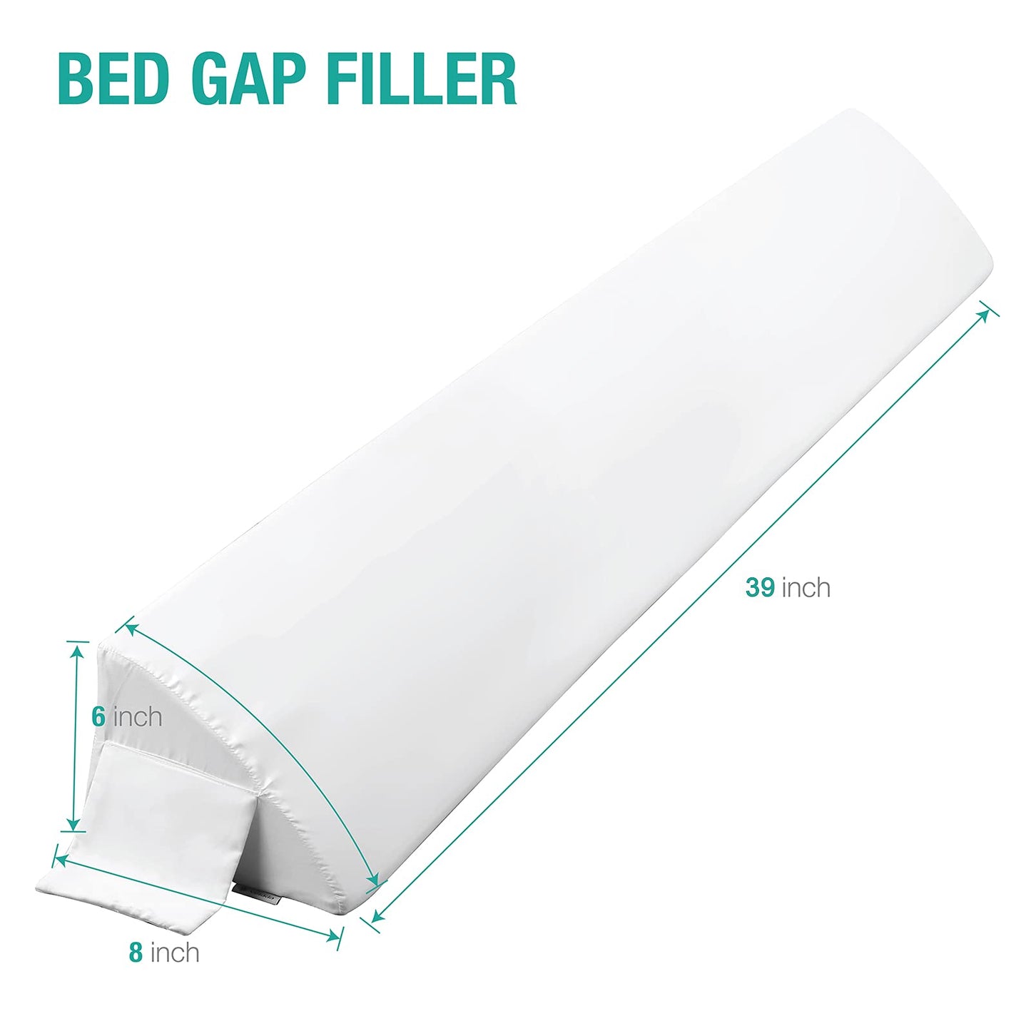 Vekkia King Bed Wedge Pillow for Headboard Gap, 0–6" Gap Filler with Side Pockets & Washable Cover, Gray 76"x10"x6"