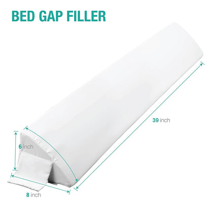 Vekkia King Bed Wedge Pillow for Headboard Gap, 0–6" Gap Filler with Side Pockets & Washable Cover, Gray 76"x10"x6"