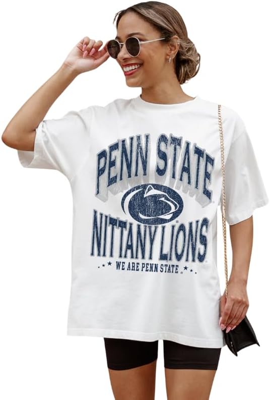 NCAA Women’s Oversized Graphic T-Shirt – Relaxed Fit Short Sleeve, Casual Game Day Top