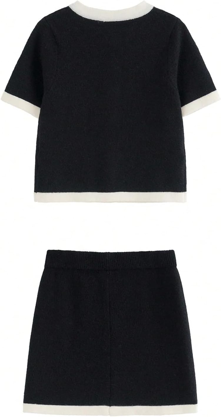 MakeMeChic Women's 2 Piece Sweater Skirt Set Old Money Outfits