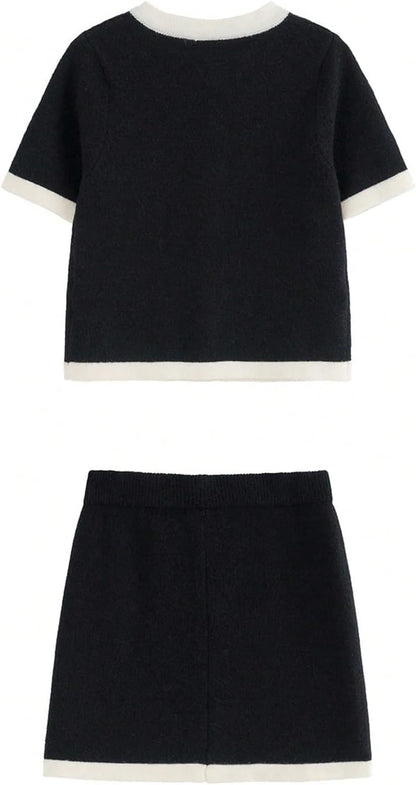 MakeMeChic Women's 2 Piece Sweater Skirt Set Old Money Outfits