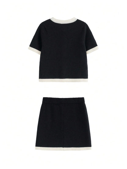 MakeMeChic Women's 2 Piece Sweater Skirt Set Old Money Outfits