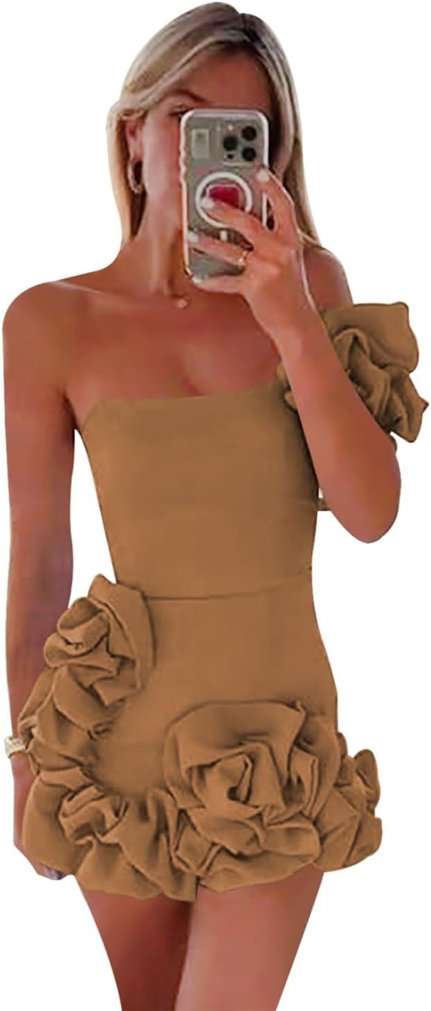 One Shoulder Satin Dress
