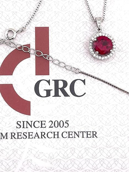 Pierre Lorren 2 carat Australian Genuine RUBY Necklace Certified Diamond Necklace Natural RUBY and Diamond Jewelry 18kt White Gold Vermeil Silver Mothers day gift for wife Anniversary Birthday