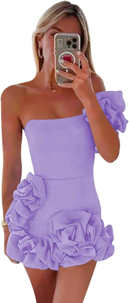 One Shoulder Satin Dress