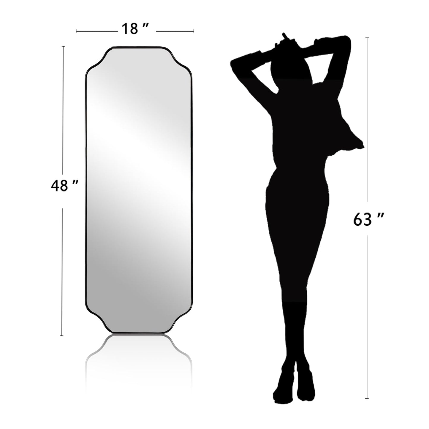 ANDY STAR Unique Rectangle Wall Mirror, 24"x32" Black Mirror, Modern Mirror with Aesthetic Scalloped Edge Design Ideal for Bathroom, Bedroom or Entryway, Thin Frame Deep 1’’