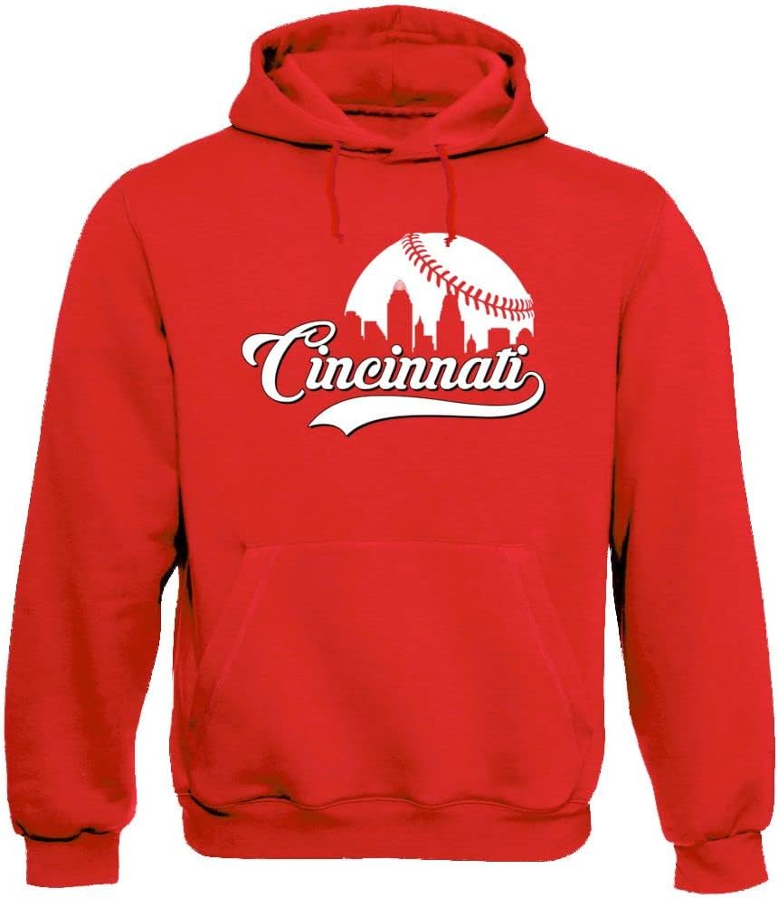 Xtreme Apparrel Cityscape Skyline Men's Hoodie Sweatshirt for Baseball Fans