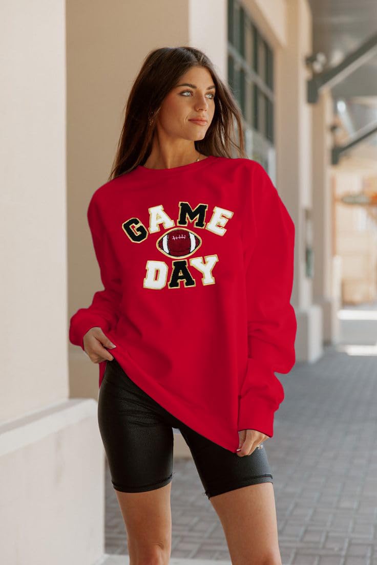 FLOYU Women Sunday Funday Sweatshirt Cute Football Graphic Pullover Game Day Weekend Tops Casual Football Season Shirt