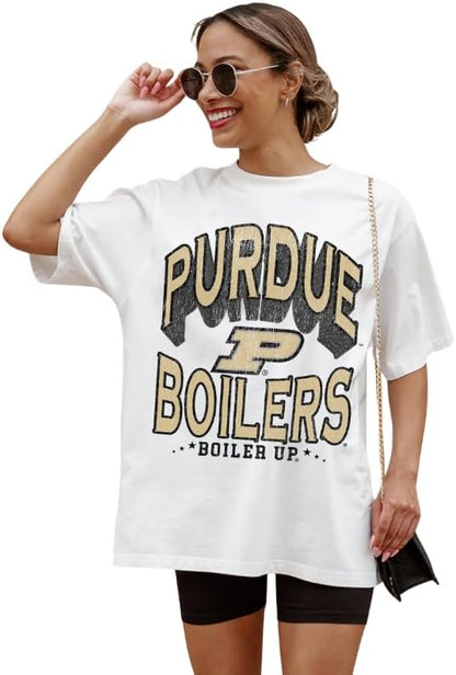 NCAA Women’s Oversized Graphic T-Shirt – Relaxed Fit Short Sleeve, Casual Game Day Top