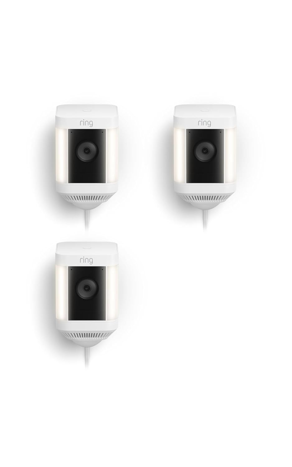 Ring Spotlight Cam Plus, Battery, Home or business security with HD video, Two-Way Talk, Color Night Vision, and Security Siren, 2-pack, White