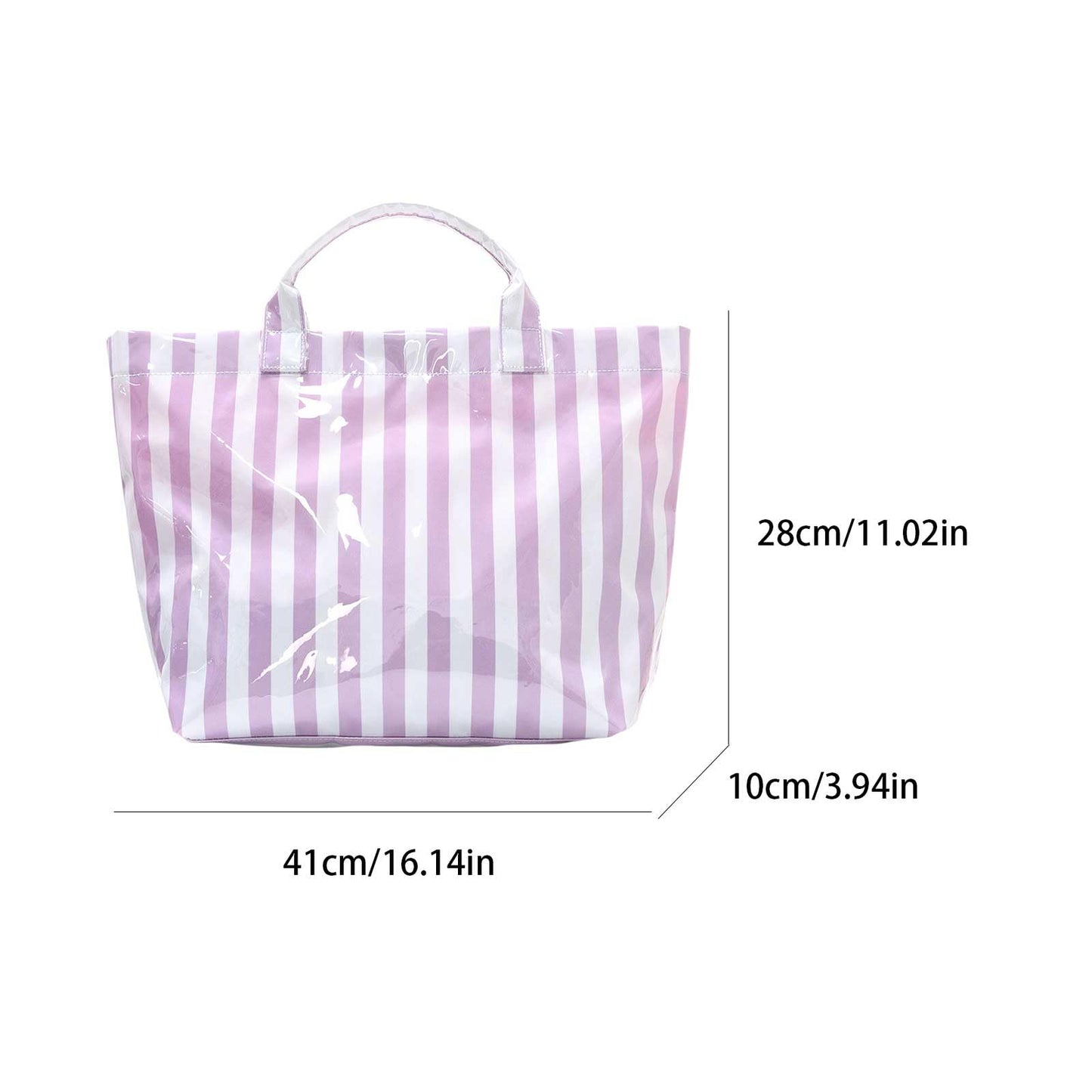 Striped PVC Tote Bag Large Glossy