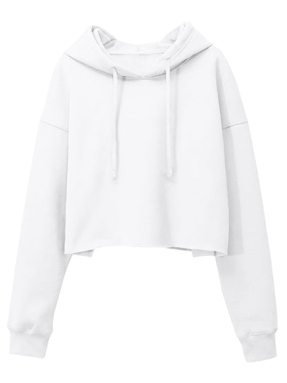 ORANDESIGNE Woman Graphic Print Cropped Hoodie Long Sleeve Fleece Pullover | 60% Cotton,Soft Fleece Fabric,Durable Letter Graphic Print,Drop Shoulder,Loose Fit,Easy Care,Going Out,Fall&Winter Casual