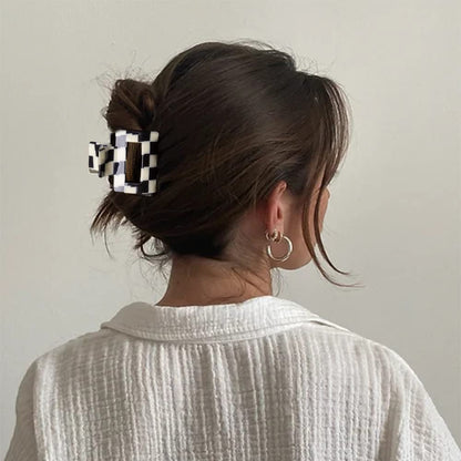 Vintage Checkered Y2K Hair Barrettes, Aesthetic 3Pcs Claw Clips for Women and Girls